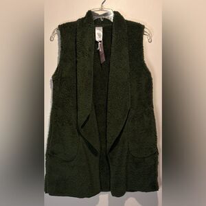 Serra- NWT Ladies Soft Cozy Lounge Wrap Waterfall Sherpa Pockets Green- Size S/M